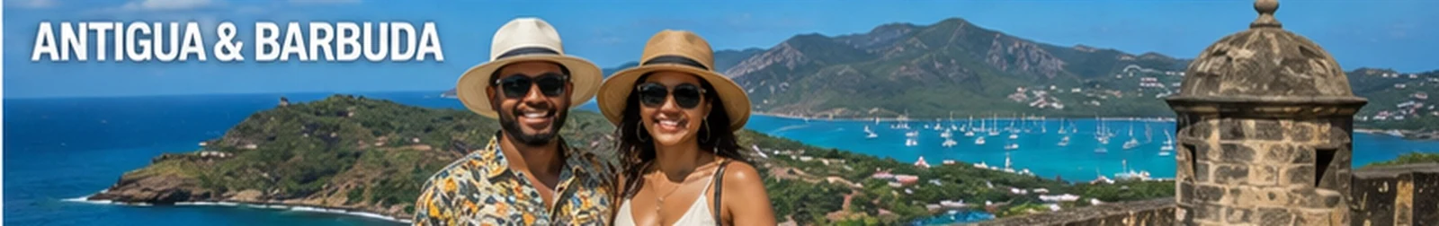 Caribbean couple — Antigua and Barbuda harbour viewpoint — in Antigua & Barbuda