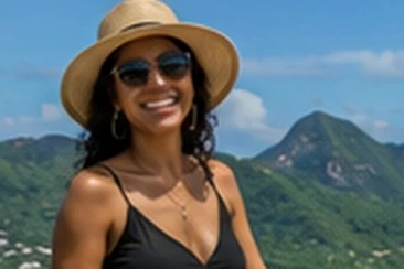 Caribbean woman — Saint Lucia Pitons viewpoint — in Saint Lucia